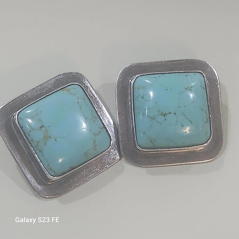 Vintage Signed 925 Made In Mexico Silver Large Clipon Earrings Jewelry